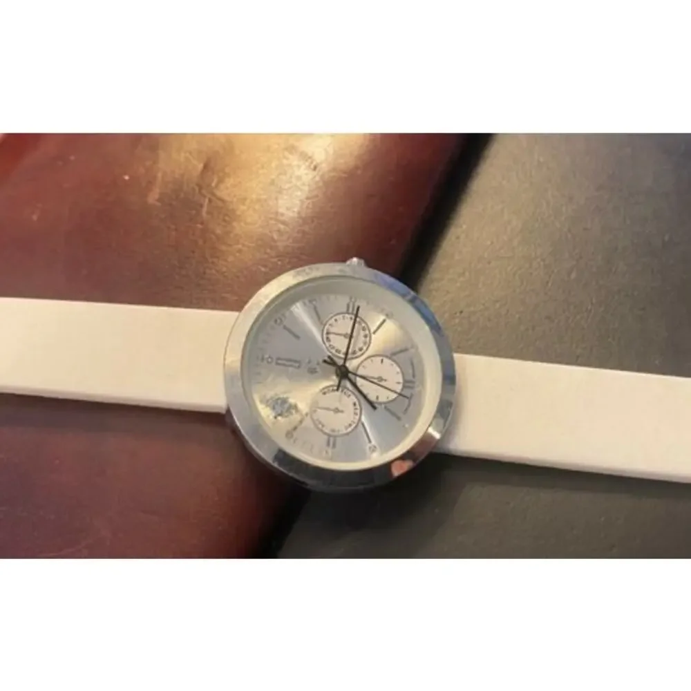 Women's Silver Tone 33mm Charming Charlie Watch, White Poly Band